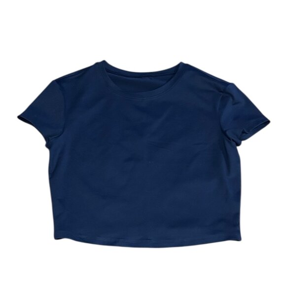 Alo Yoga Alosoft Crop Finesse Short Sleeve top in navy blue XXS - Picture 1 of 2